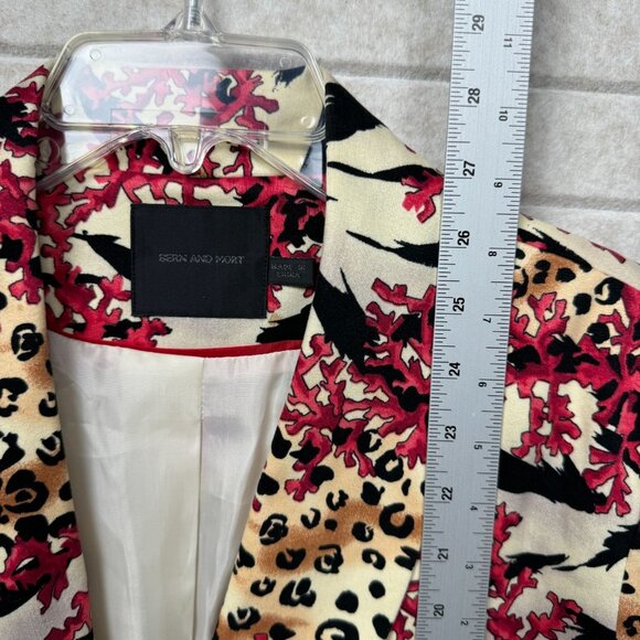 Bern & Mort Women’s 14 Coral Reef Animal Print Blazer Jacket Button Front - Picture 6 of 9